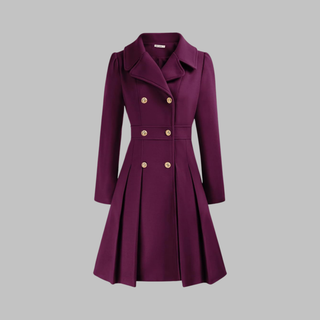Pleated Fit and Flare Coat in Purple — VerolynBoutique