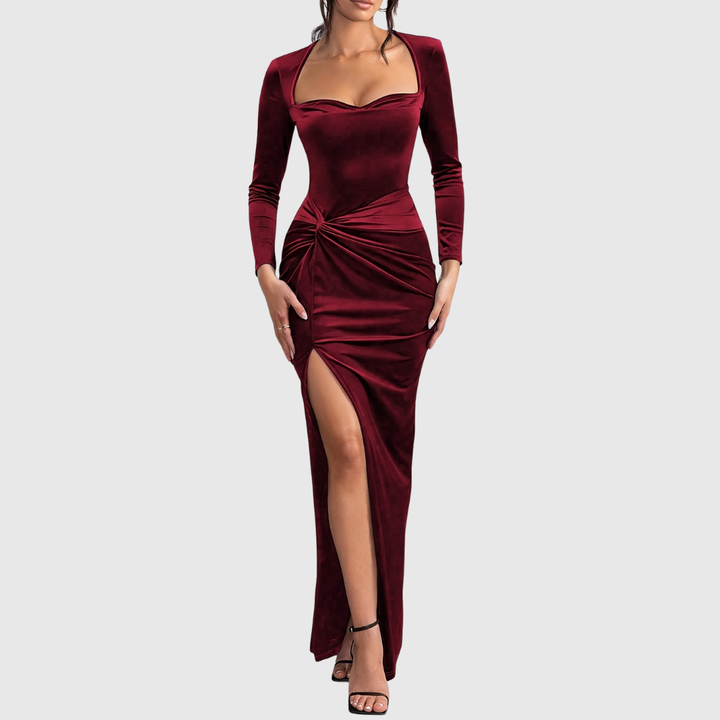 Velvet Square Neck Mermaid Gown in Navy — VerolynBoutique