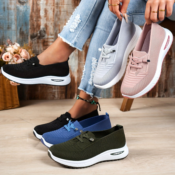 Stretch Knit Comfort Sneakers in Black — VerolynBoutique