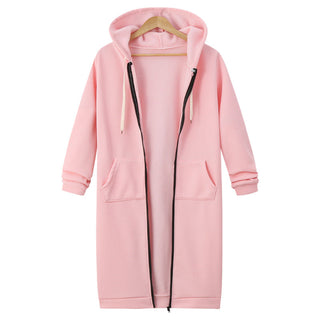 Verolyn fleece-lined long zip-up hoodie in pink