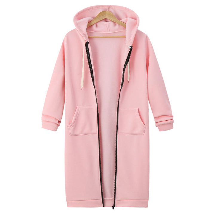 Verolyn fleece-lined long zip-up hoodie in pink