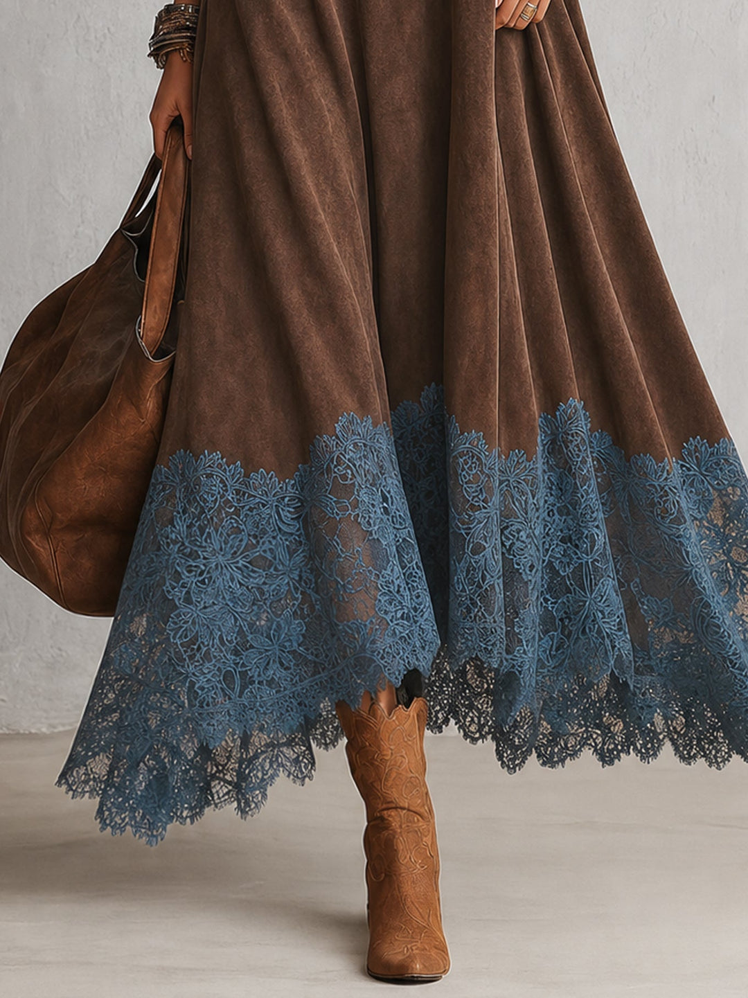 Verolyn suede-look lace hem maxi dress – view 8