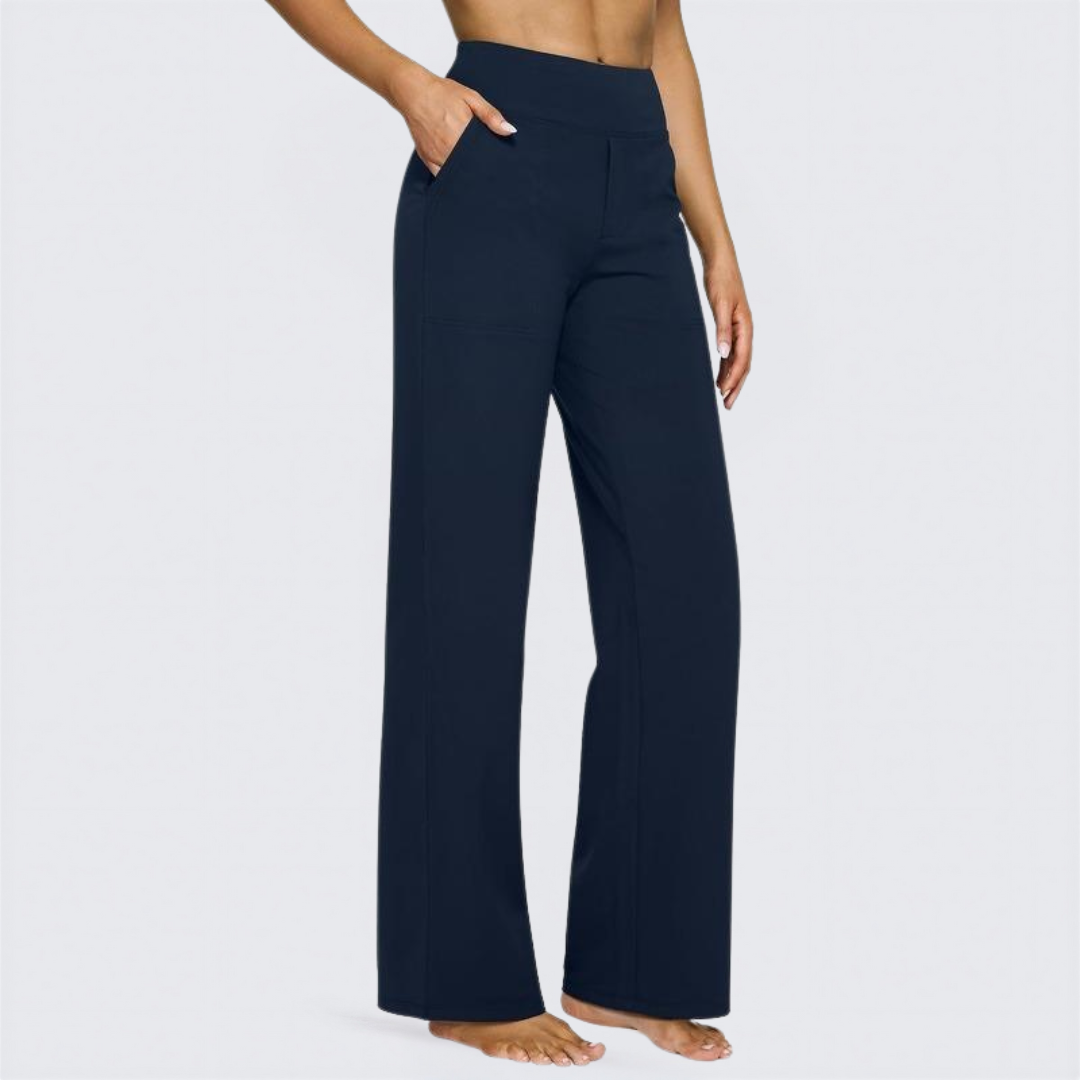 Stretch Wide Leg Yoga Trousers in Black — VerolynBoutique