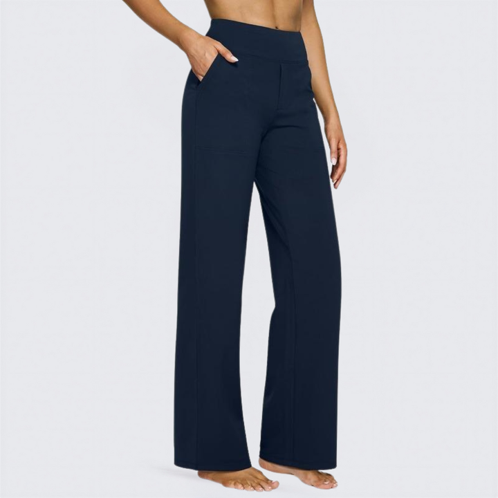 Stretch Wide Leg Yoga Trousers in Navy — VerolynBoutique