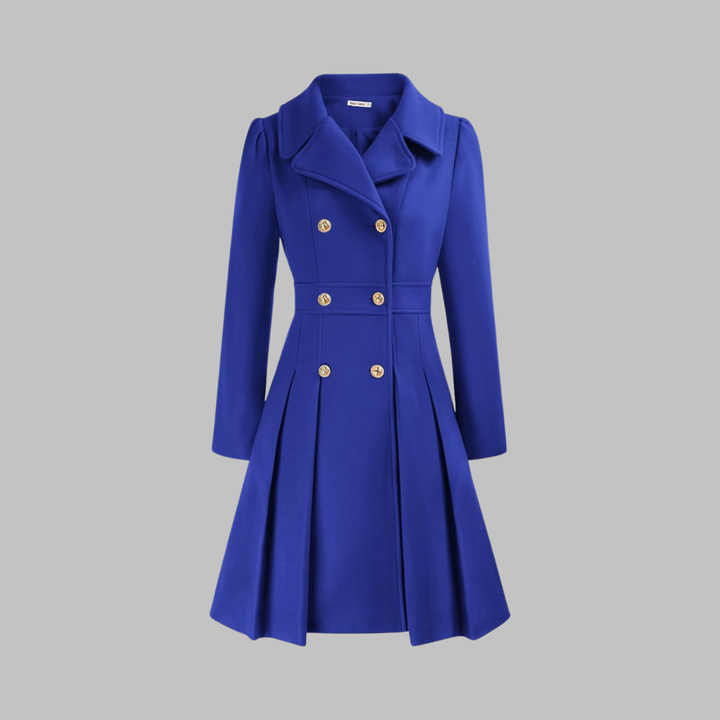 Pleated Fit and Flare Coat in Deep Red — VerolynBoutique