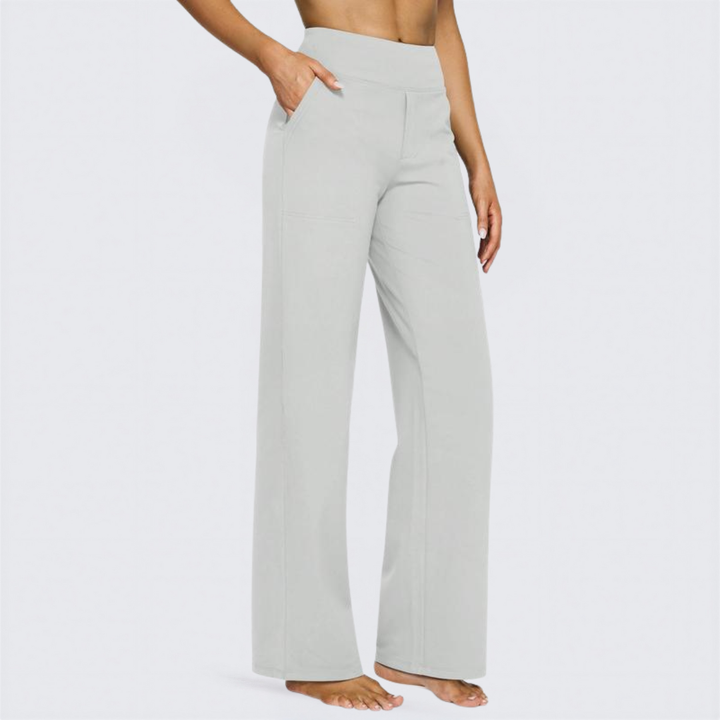 Stretch Wide Leg Yoga Trousers in Light Grey — VerolynBoutique