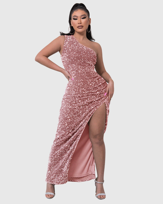 Verolyn - One-Shoulder Sequin Evening Gown