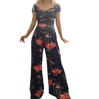 Verolyn - Floral Off-Shoulder Wrap Jumpsuit