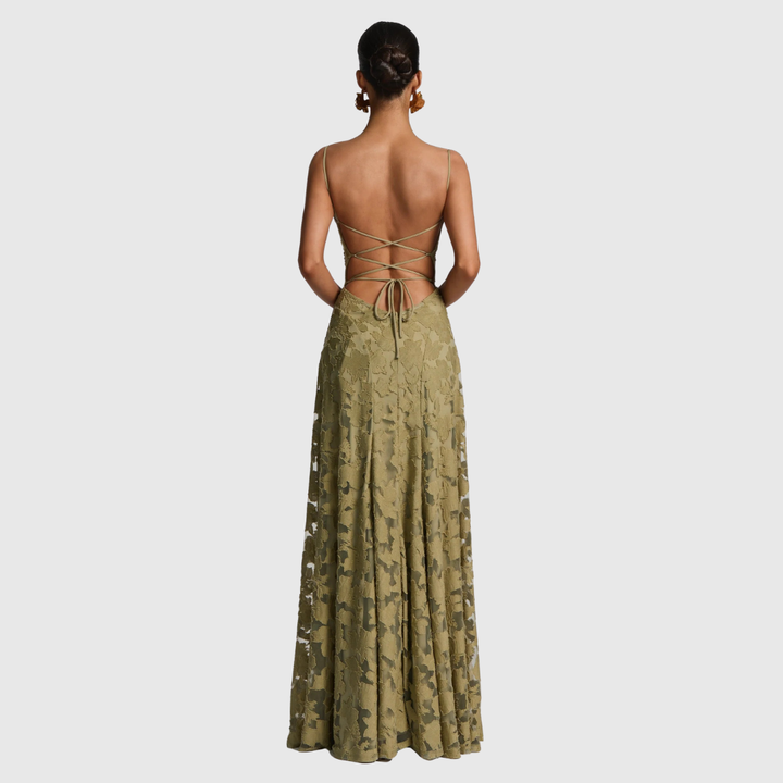 Open Back Lace Maxi Dress in Red — VerolynBoutique