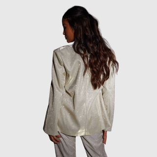 Glitter Three-Piece Trouser Set in Silver — VerolynBoutique