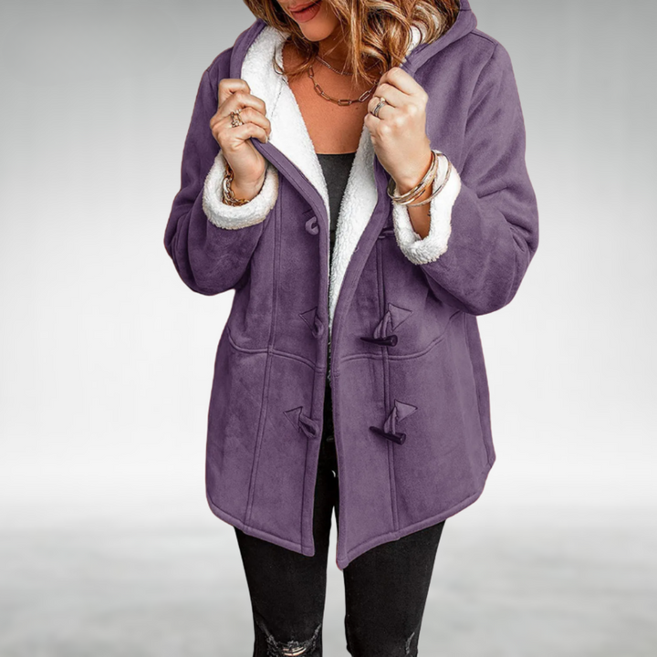 Toggle Front Fleece-Lined Coat in Purple — VerolynBoutique
