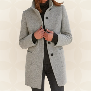 High Collar Wool Blend Coat in Grey — VerolynBoutique
