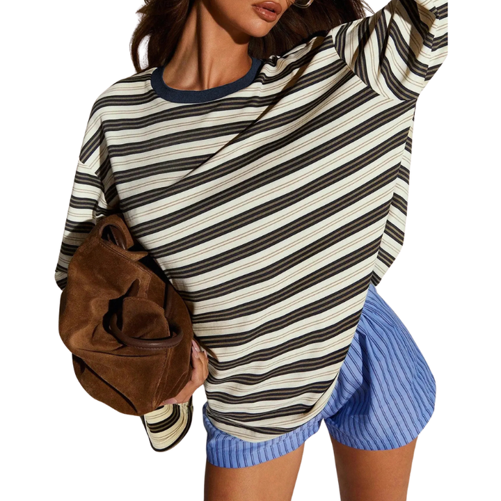 Oversized Striped Long Sleeve Top in Multicolour — VerolynBoutique