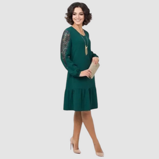 Verolyn - Lace Sleeve Midi Dress