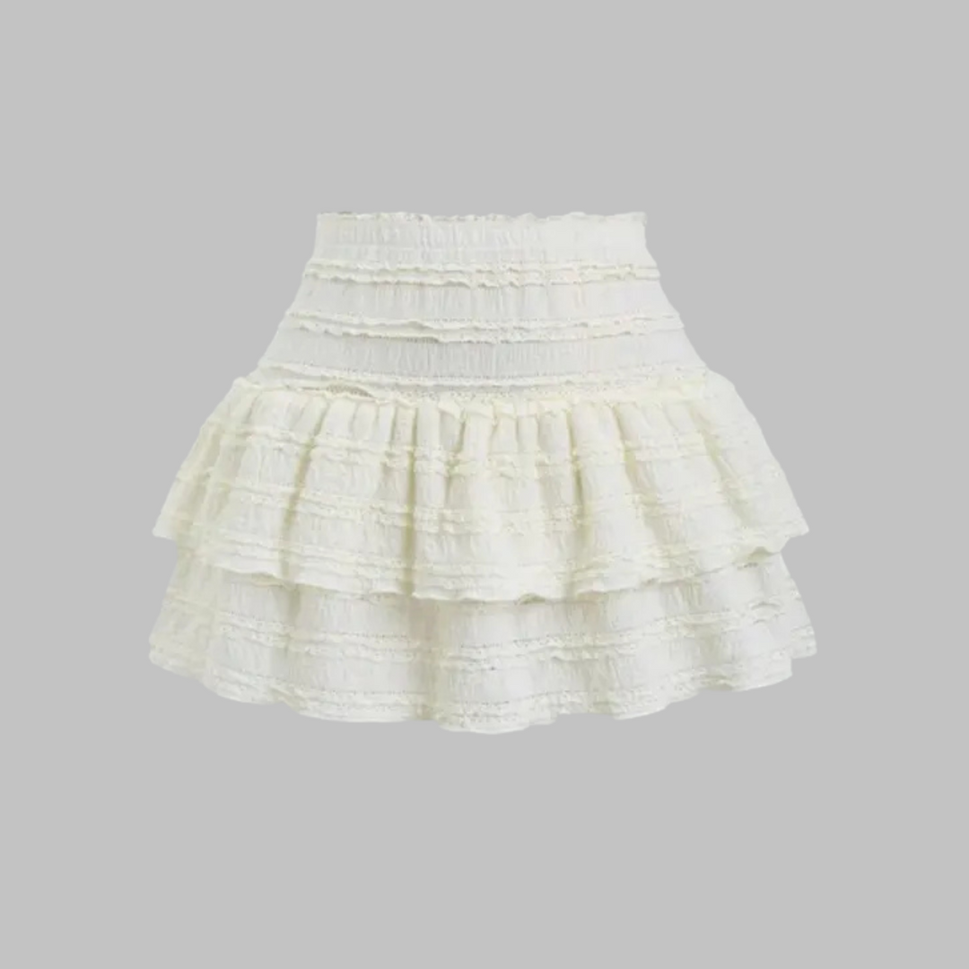 Layered Ruffle Hem Skort in White — VerolynBoutique