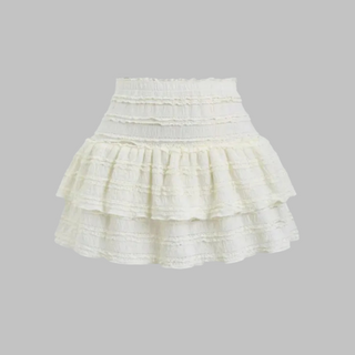 Layered Ruffle Hem Skort in White — VerolynBoutique