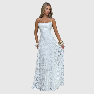 Open Back Lace Maxi Dress in Ivory — VerolynBoutique