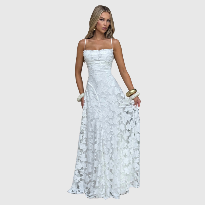 Open Back Lace Maxi Dress in Ivory — VerolynBoutique