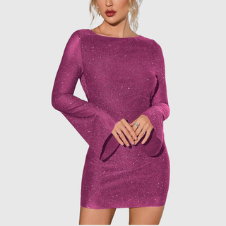 Shimmer Ruched Mini Dress in Pink — VerolynBoutique