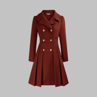 Pleated Fit and Flare Coat in Deep Red — VerolynBoutique