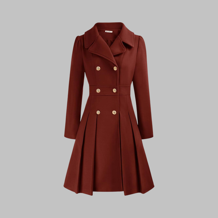 Pleated Fit and Flare Coat in Deep Red — VerolynBoutique
