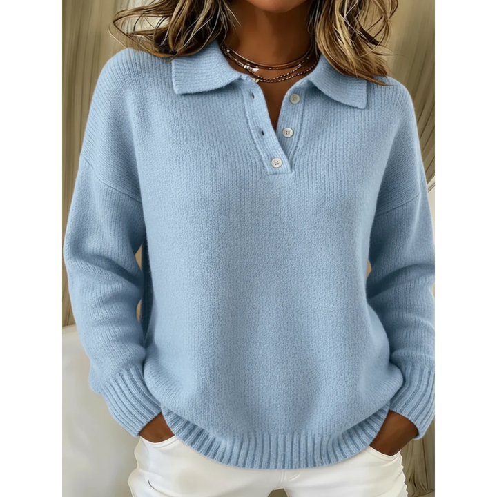 Verolyn soft polo collar jumper in light blue
