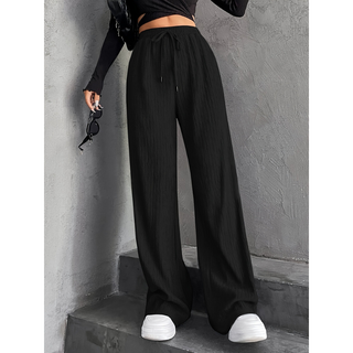Elastic Waist Wide Leg Trousers in Black — VerolynBoutique