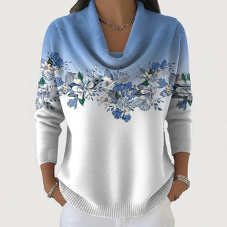 Verolyn floral cotton turtleneck jumper in blue