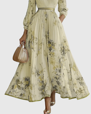 Verolyn - Pleated V-Neck Maxi Dress