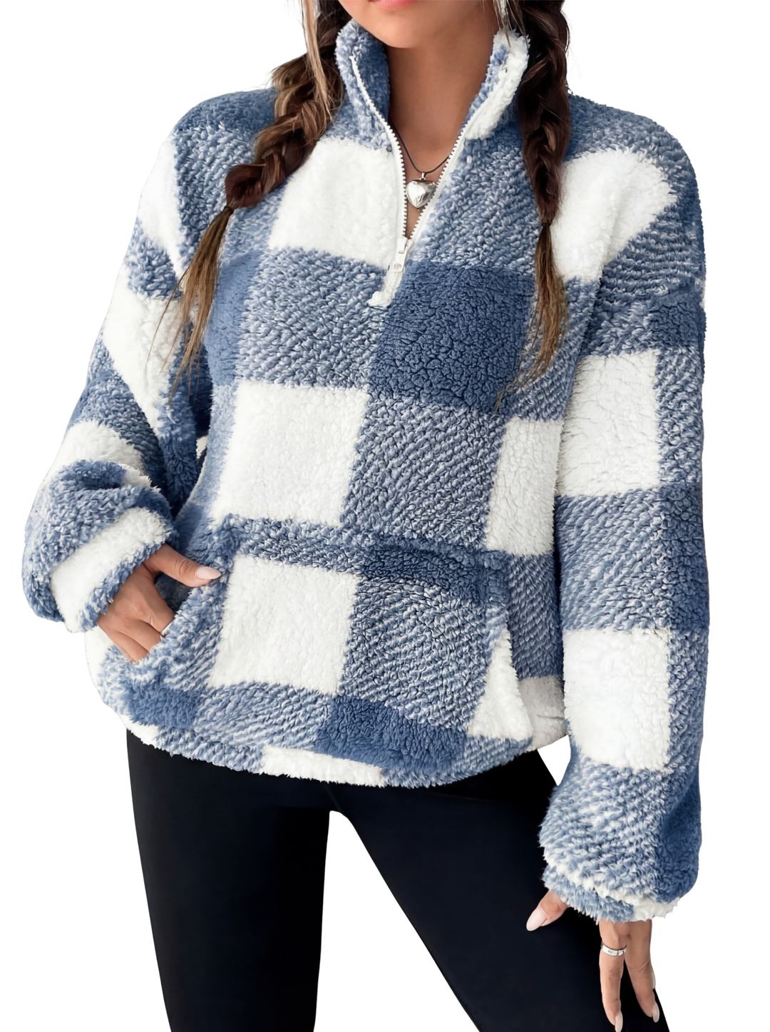Verolyn - Plaid Half Zip Pullover