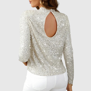 High Neck Sequin Party Top in Silver — VerolynBoutique