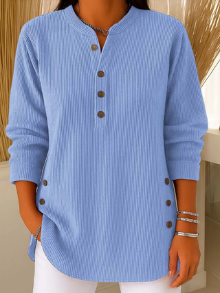 Verolyn henley button tunic jumper in sky blue