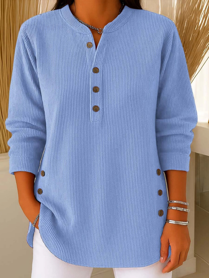 Verolyn henley button tunic jumper in sky blue