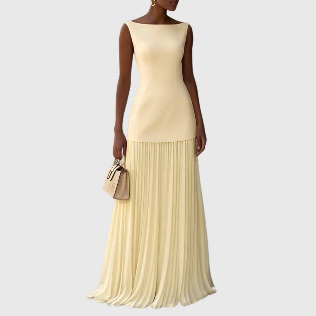 Sleeveless Pleated Maxi Dress in Yellow — VerolynBoutique