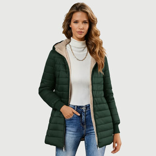 Slim Quilted Plush-Lined Jacket in Olive — VerolynBoutique
