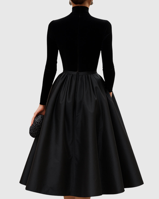 Verolyn - Velvet and Satin Midi Dress