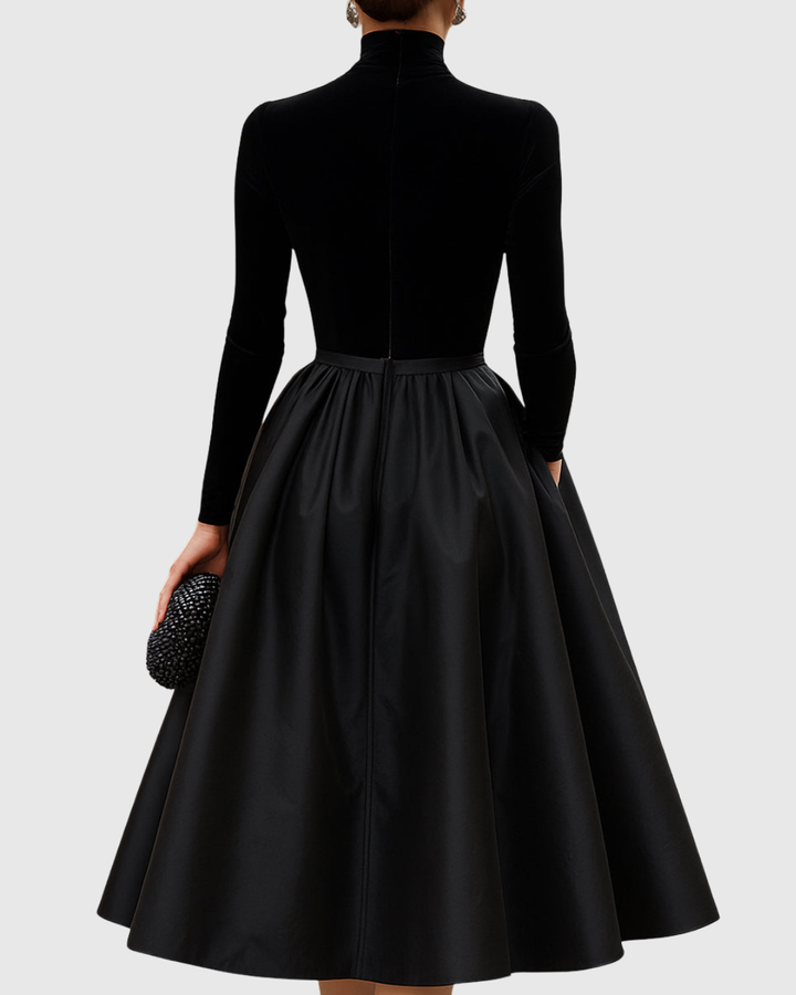 Verolyn - Velvet and Satin Midi Dress