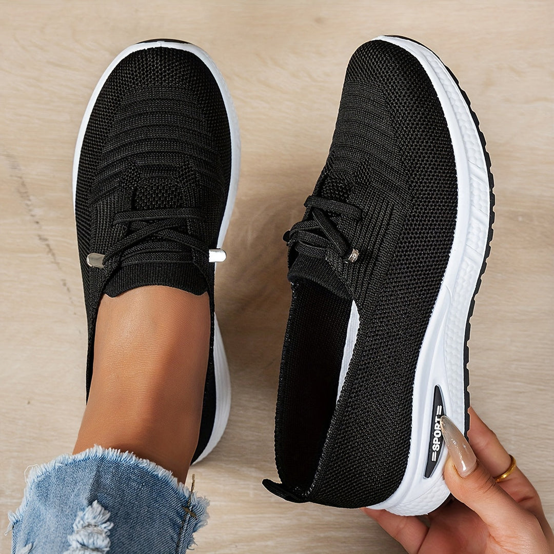 Stretch Knit Comfort Sneakers in Black — VerolynBoutique