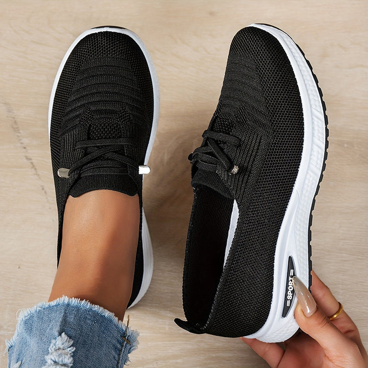 Stretch Knit Comfort Sneakers in Black — VerolynBoutique