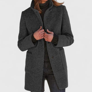 Straight-Cut Mid-Length Coat in Black — VerolynBoutique