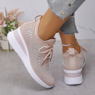 Crystal Knit Trainers in Pink — VerolynBoutique