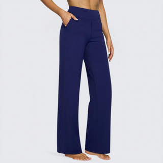 Stretch Wide Leg Yoga Trousers in Blue — VerolynBoutique