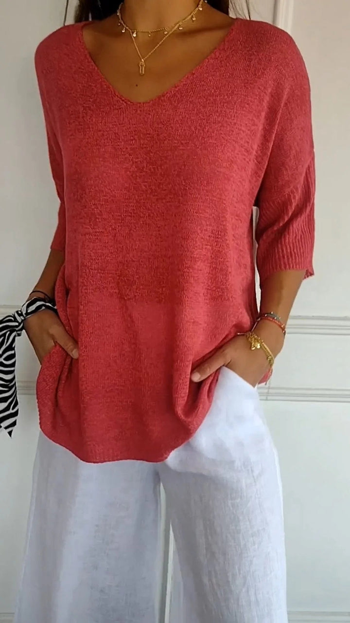 Verolyn - Soft V-Neck Everyday Top