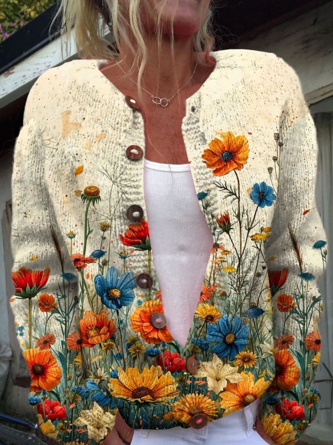 Verolyn hand-painted wildflower cardigan