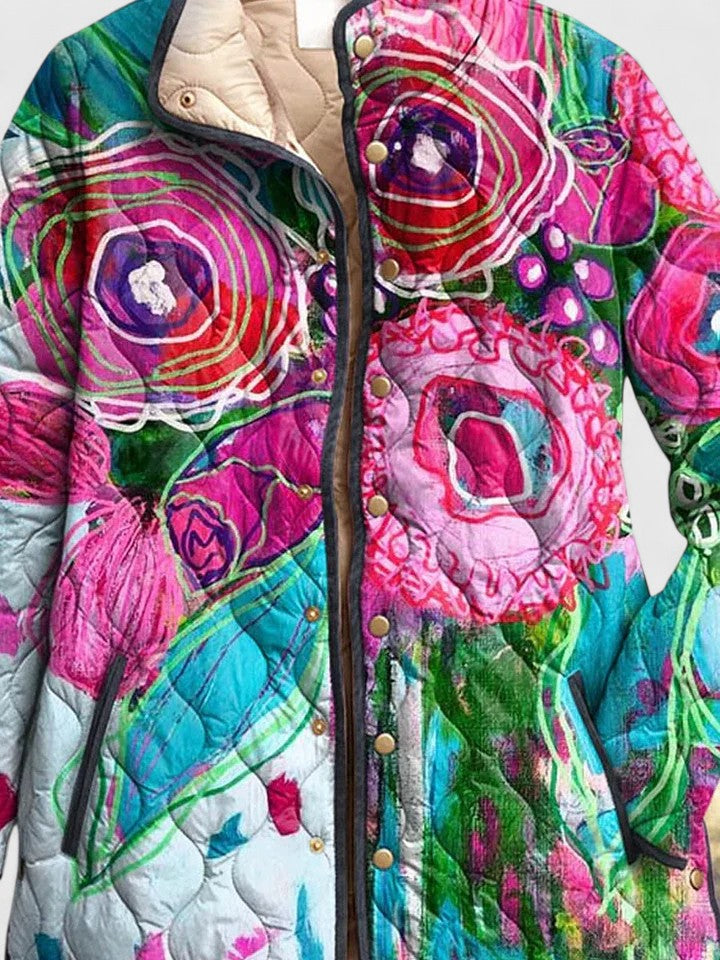 Painted Rose Quilted Jacket in Multicolour — VerolynBoutique