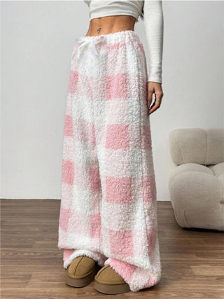 Fluffy Drawstring Lounge Trousers in Pink — VerolynBoutique