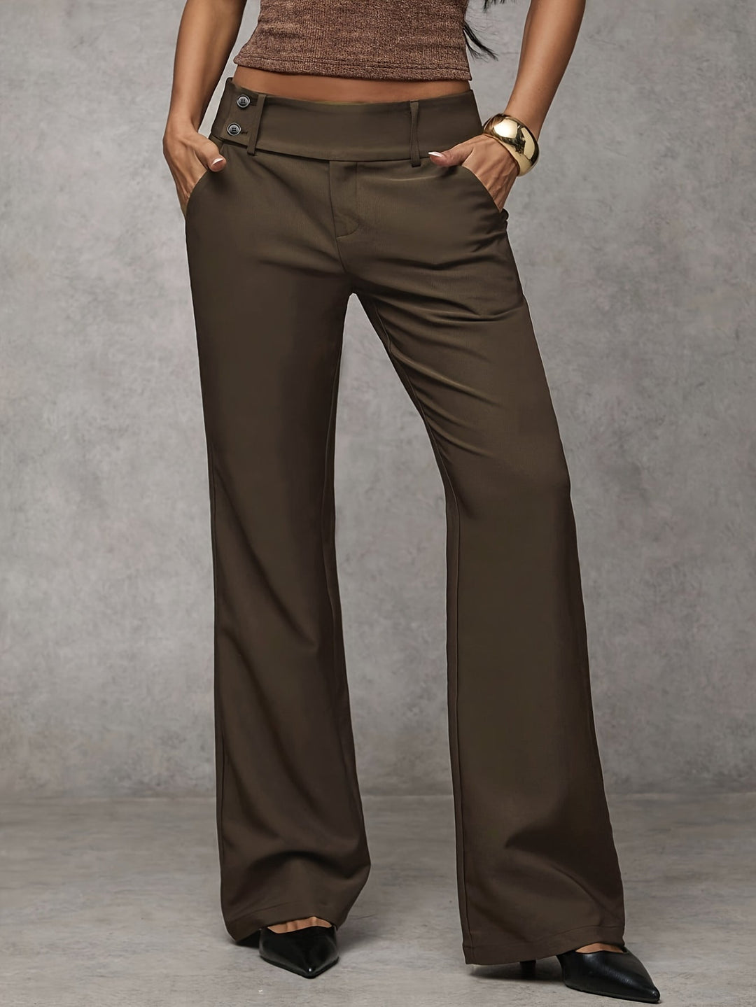 Verolyn high waist relaxed straight trousers in brown