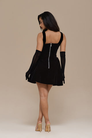 Verolyn - Black Velvet Mini Dress