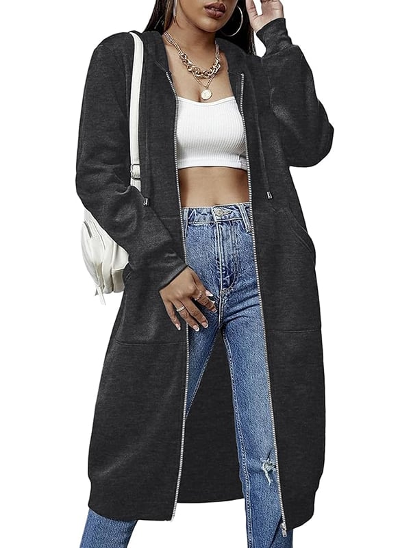 Verolyn fleece-lined long zip-up hoodie – view 13