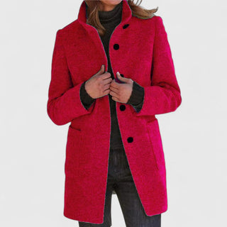 Straight-Cut Mid-Length Coat in Red — VerolynBoutique